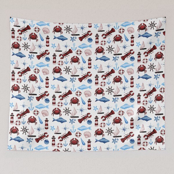 Item preview, sea/ sailor themed pattern designed and sold by HibiscusHeron.