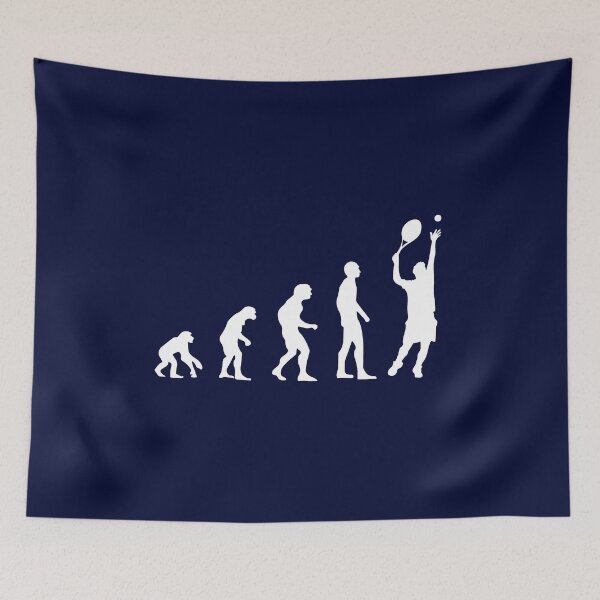 Item preview, White Tennis Evolution Design | Funny Navy Human Evolution Tennis  Joke for Passionate Tennis Player  designed and sold by KleverOlivier.