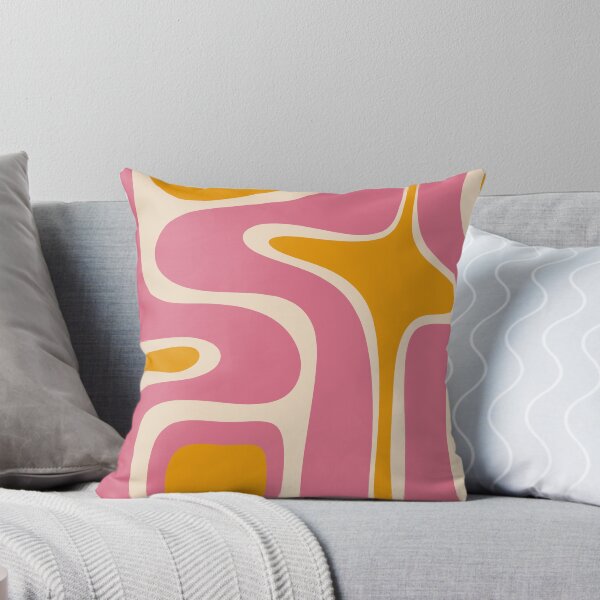 Aperçu de l'œuvre Motif abstrait rétro copacétique en rose thulien, moutarde et beige crème créée et vendue par kierkegaard.
