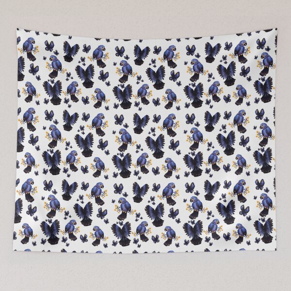 Item preview, floral parrots and butterflies pattern designed and sold by HibiscusHeron.