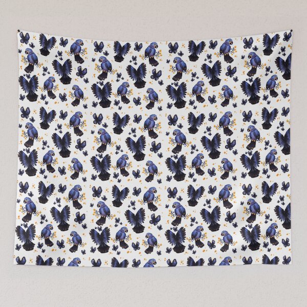 Item preview, floral parrot and butterfly pattern designed and sold by HibiscusHeron.