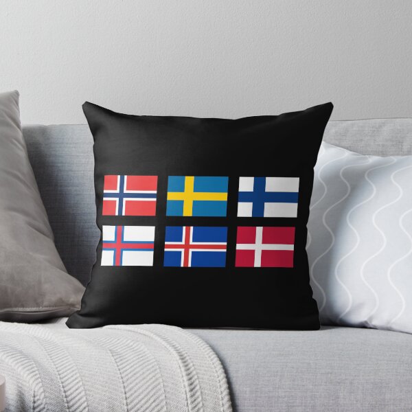 Scandinavian flags Throw Pillow