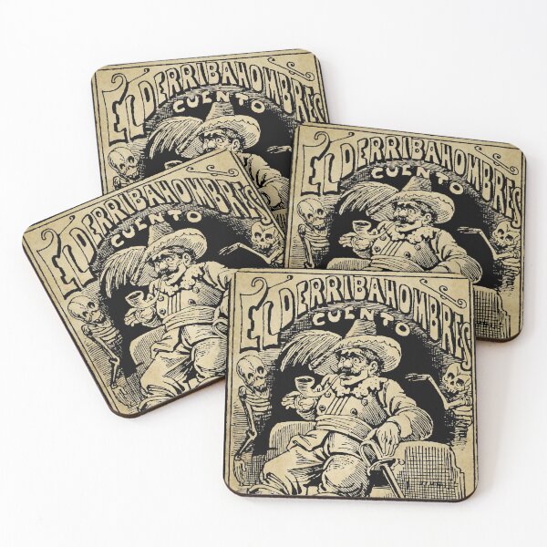 Item preview, A man with a pipe in his mouth flanked by two skeletons vintage print designed and sold by monsterplanet.