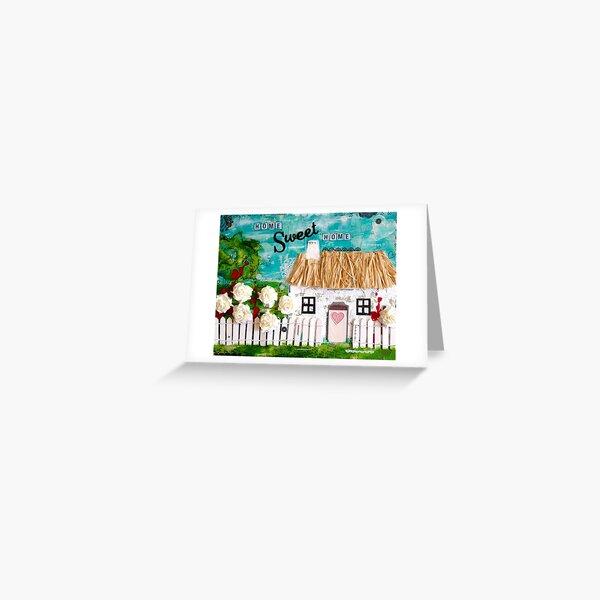 Mixed Media Thatched Cottage Greeting Card