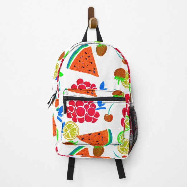 Item preview, Melon and friends illustration, grapes, cherry, strawberry, orange, watermelon, pink, purple, red, yellow, orange, green, white. designed and sold by creativeshell.