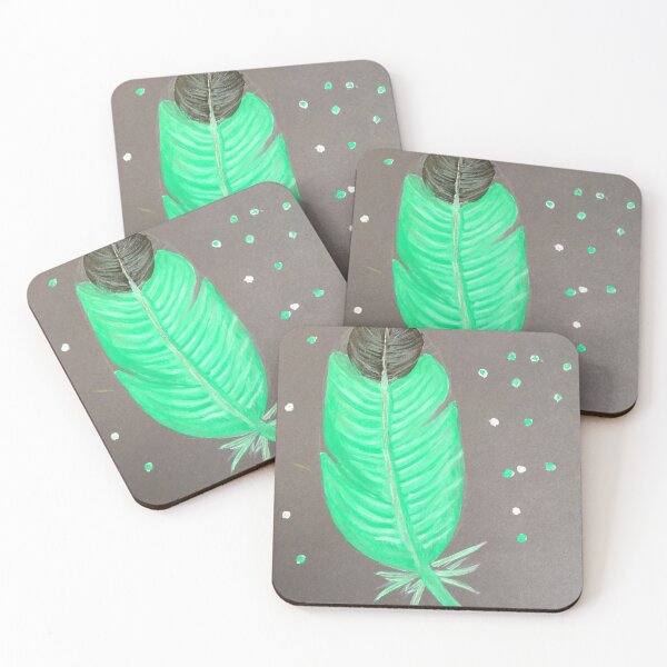 Item preview, Green Feather Hand Painted Oil Paint Painting designed and sold by UncleStuScience.