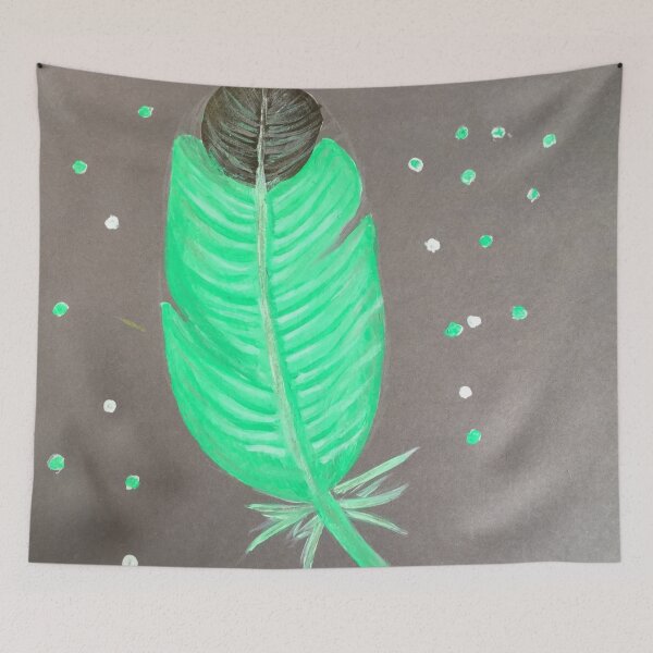 Item preview, Green Feather Hand Painted Oil Paint Painting designed and sold by UncleStuScience.