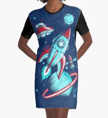 Retro Raum T-Shirt Kleid
