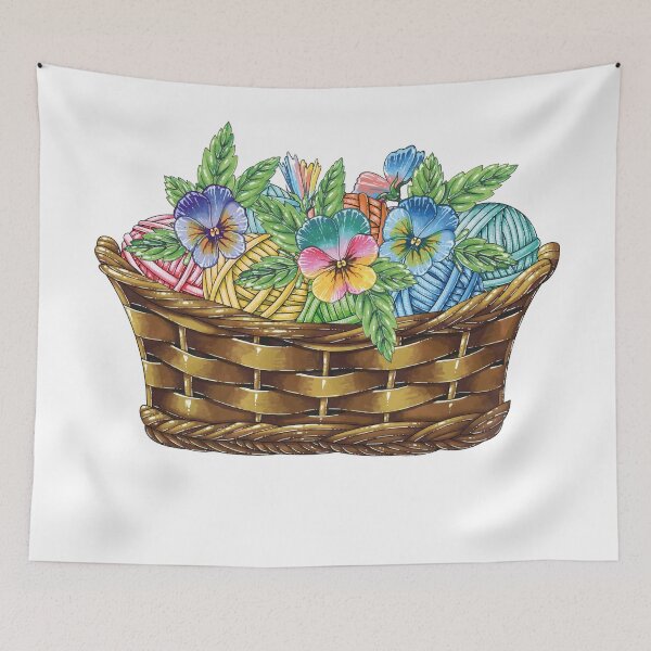 Item preview, Knitting Basket and Flowers designed and sold by VerboShop.