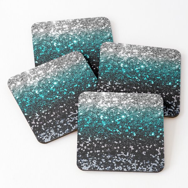 Item preview, Silver Teal Black Ombre Sequins designed and sold by WOW TeesAndThings.