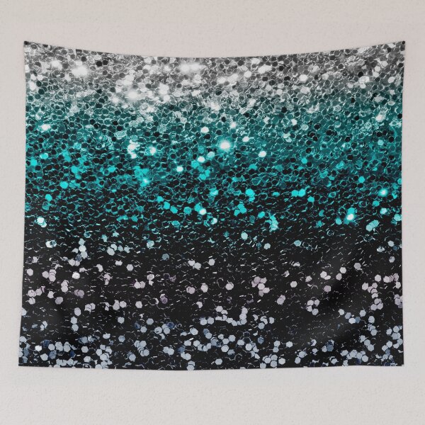 Item preview, Silver Teal Black Ombre Sequins designed and sold by WOW TeesAndThings.