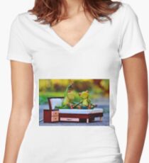 JUST MARRIED FROGS Women's Fitted V-Neck T-Shirt