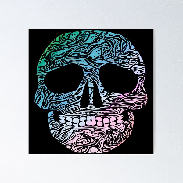 Item preview, Rainbow Watercolor Trippy Skull Design 3 designed and sold by everything4eva.
