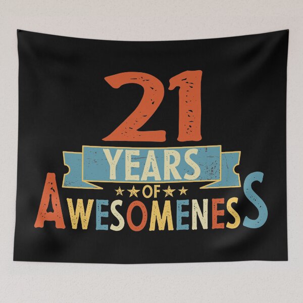 Item preview, 21 years of awesomeness birthday or wedding anniversary quote designed and sold by PlusAdore.