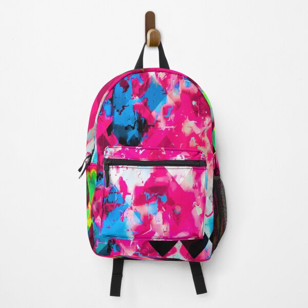 Item preview, geometric square pixel pattern abstract in pink blue yellow designed and sold by Mrvell.