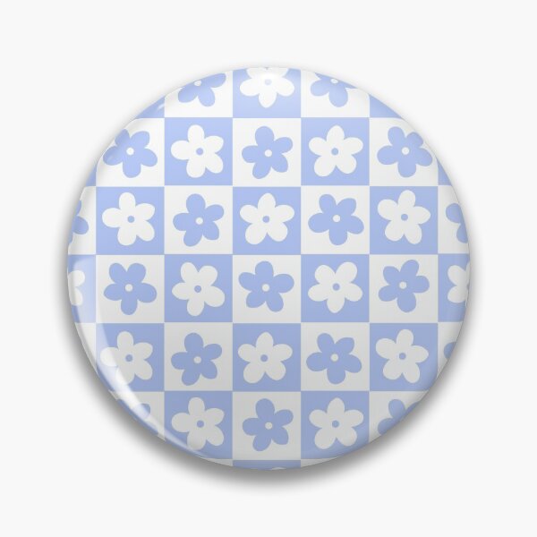 Item preview, Periwinkle and White Checkered Squares with Flowers designed and sold by xxroseate.