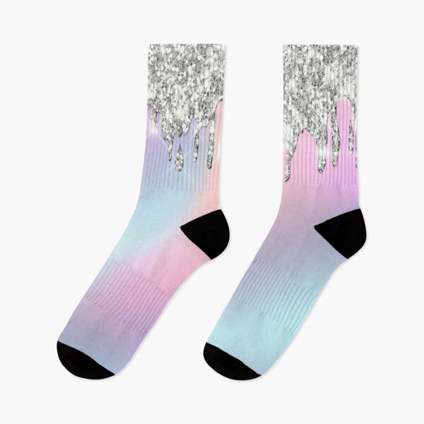Item preview, Dripping Silver Glitter Iridescent Rainbow  designed and sold by WOW TeesAndThings.