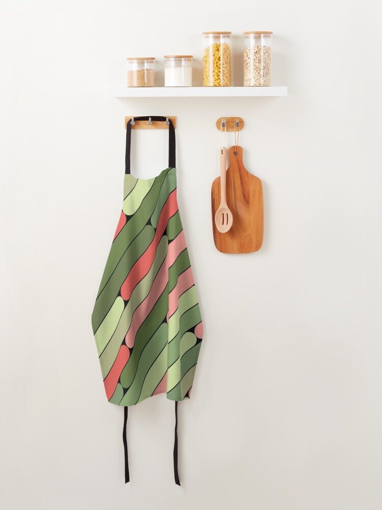 Thumbnail 4 of 6, Apron, Watermelon Color Diagonal Pattern designed and sold by MagicSpread.