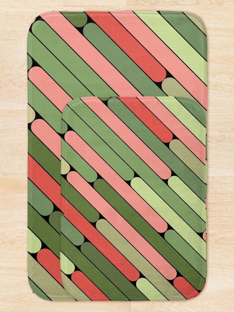 Thumbnail 5 of 6, Bath Mat, Watermelon Color Diagonal Pattern designed and sold by MagicSpread.