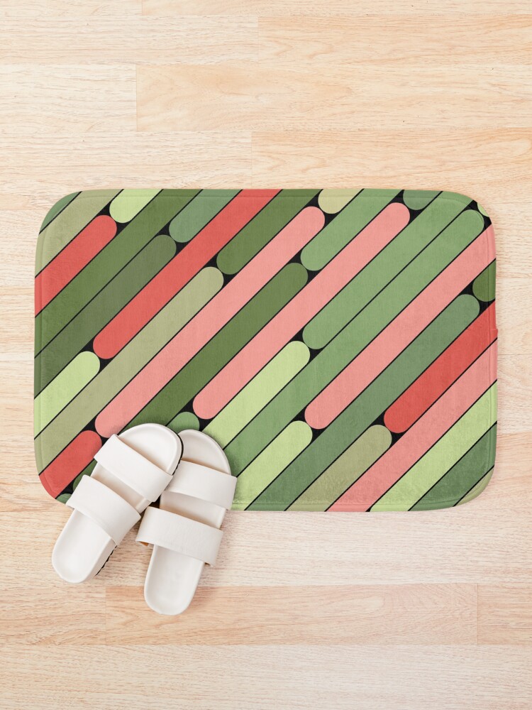 Thumbnail 1 of 6, Bath Mat, Watermelon Color Diagonal Pattern designed and sold by MagicSpread.