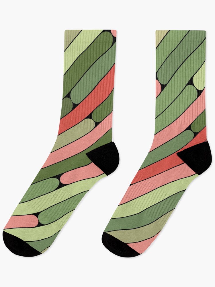 Thumbnail 1 of 5, Socks, Watermelon Color Diagonal Pattern designed and sold by MagicSpread.