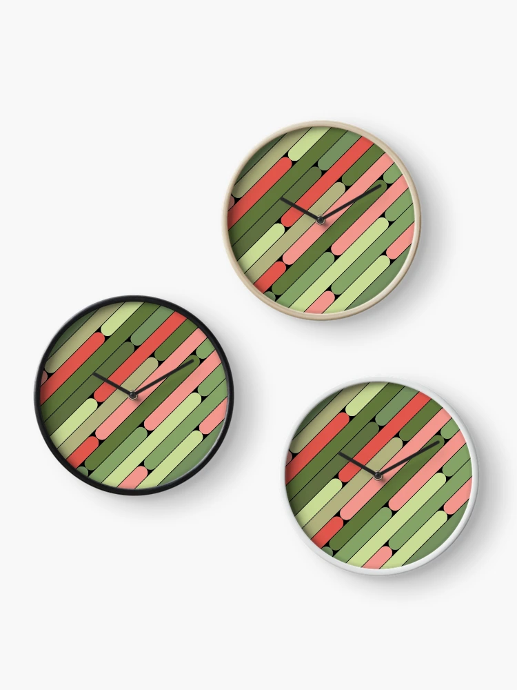 Thumbnail 3 of 4, Clock, Watermelon Color Diagonal Pattern designed and sold by MagicSpread.