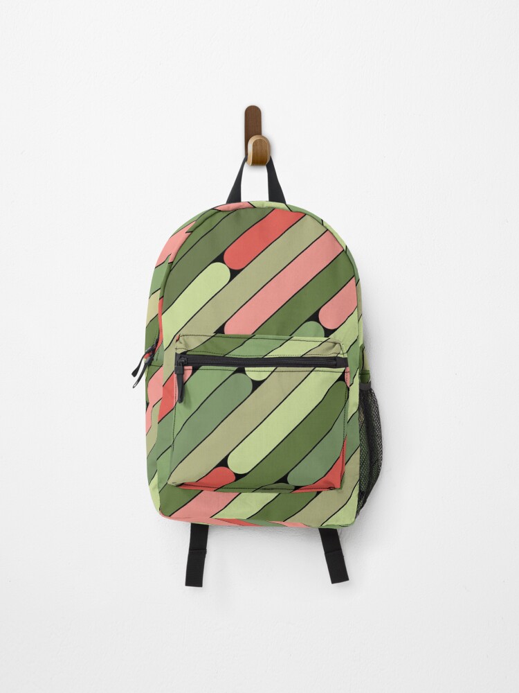 Thumbnail 1 of 3, Backpack, Watermelon Color Diagonal Pattern designed and sold by MagicSpread.