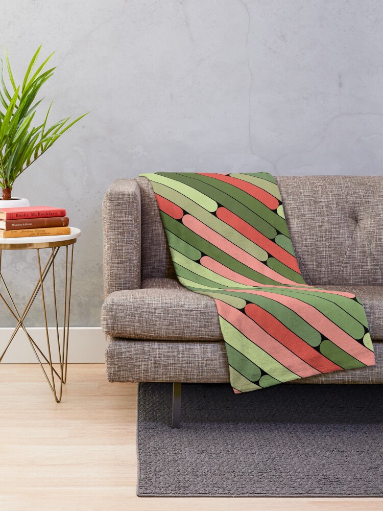 Thumbnail 2 of 6, Throw Blanket, Watermelon Color Diagonal Pattern designed and sold by MagicSpread.