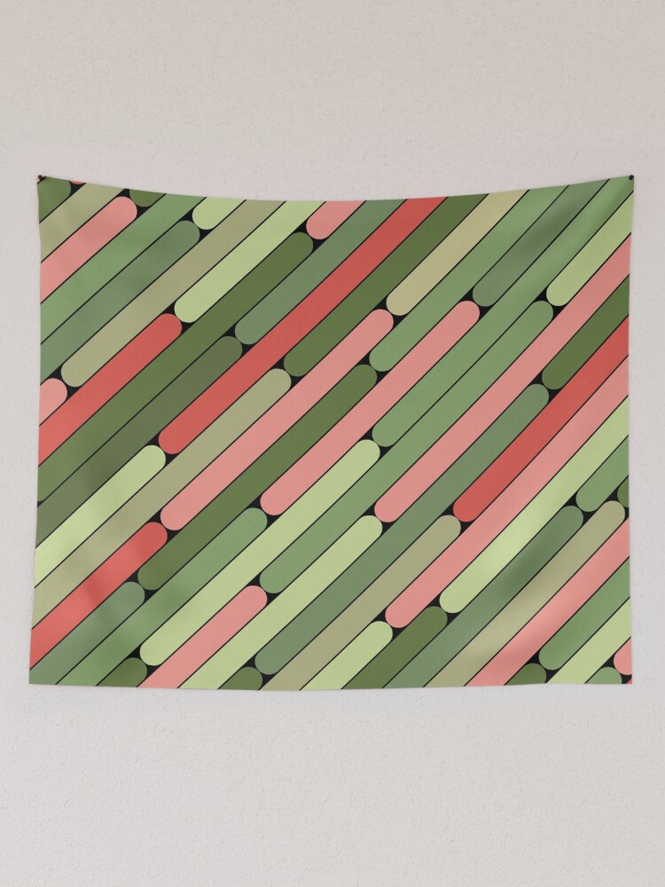 Thumbnail 2 of 3, Tapestry, Watermelon Color Diagonal Pattern designed and sold by MagicSpread.