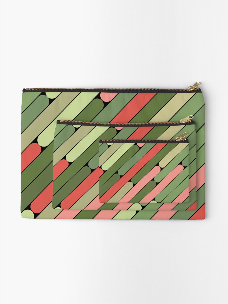 Thumbnail 2 of 4, Zipper Pouch, Watermelon Color Diagonal Pattern designed and sold by MagicSpread.