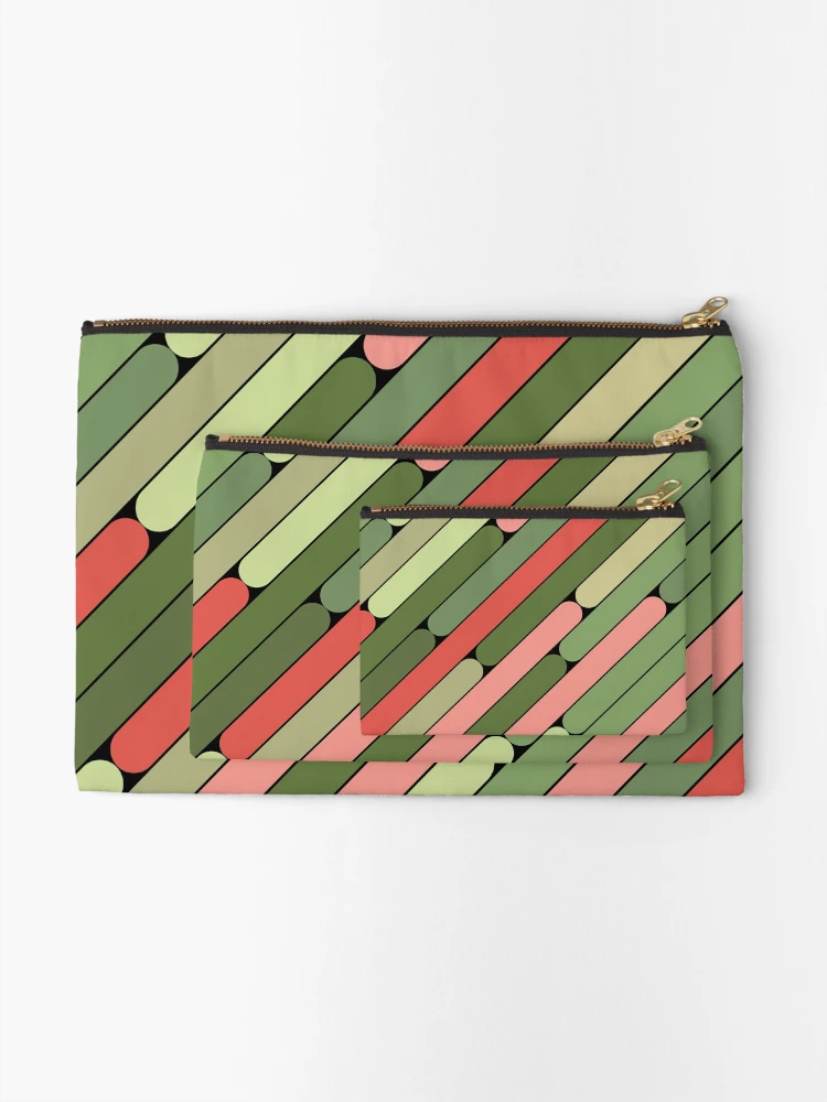 Thumbnail 2 of 4, Zipper Pouch, Watermelon Color Diagonal Pattern designed and sold by MagicSpread.