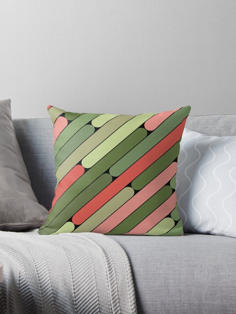 Thumbnail 1 of 4, Pillow, Watermelon Color Diagonal Pattern designed and sold by MagicSpread.