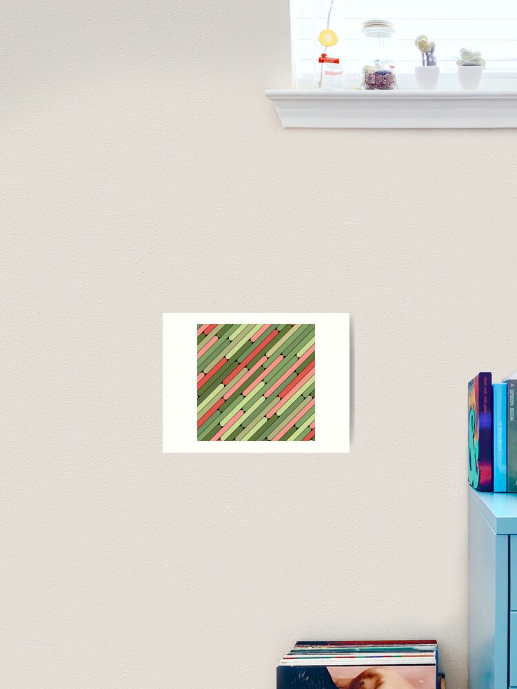 Thumbnail 2 of 3, Art Print, Watermelon Color Diagonal Pattern designed and sold by MagicSpread.