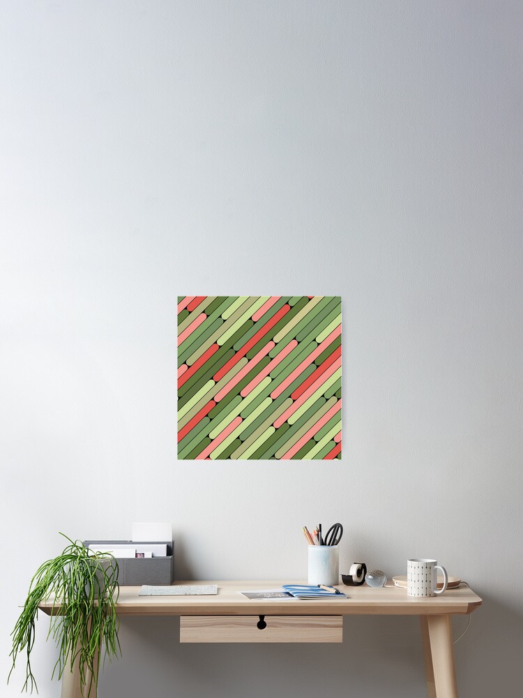 Thumbnail 2 of 3, Poster, Watermelon Color Diagonal Pattern designed and sold by MagicSpread.