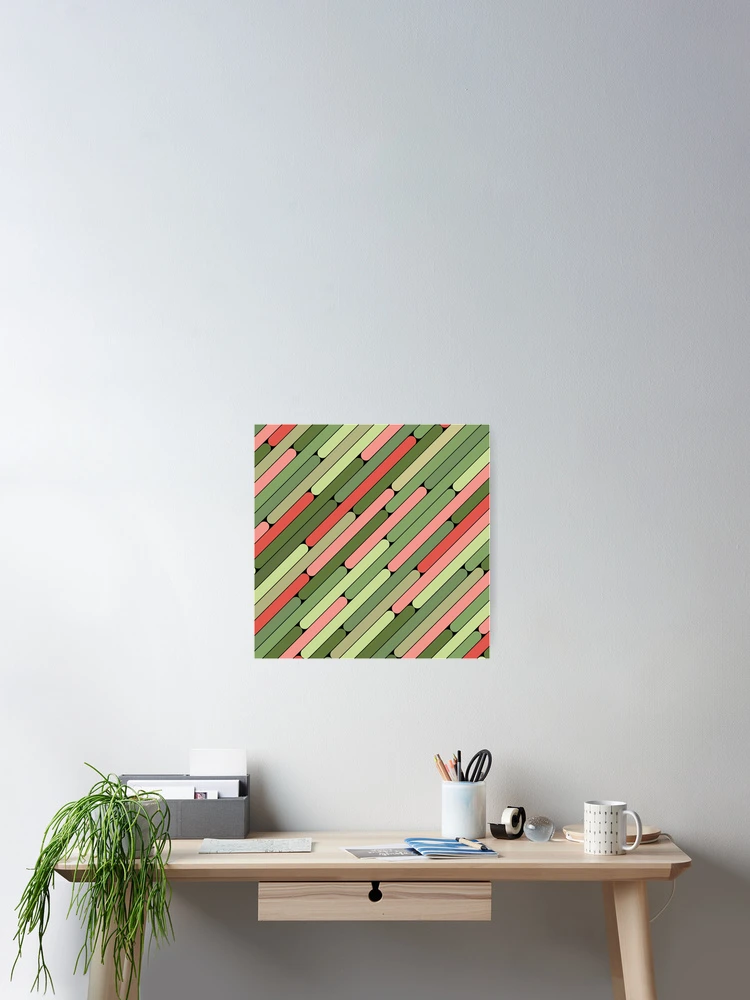Thumbnail 2 of 3, Poster, Watermelon Color Diagonal Pattern designed and sold by MagicSpread.
