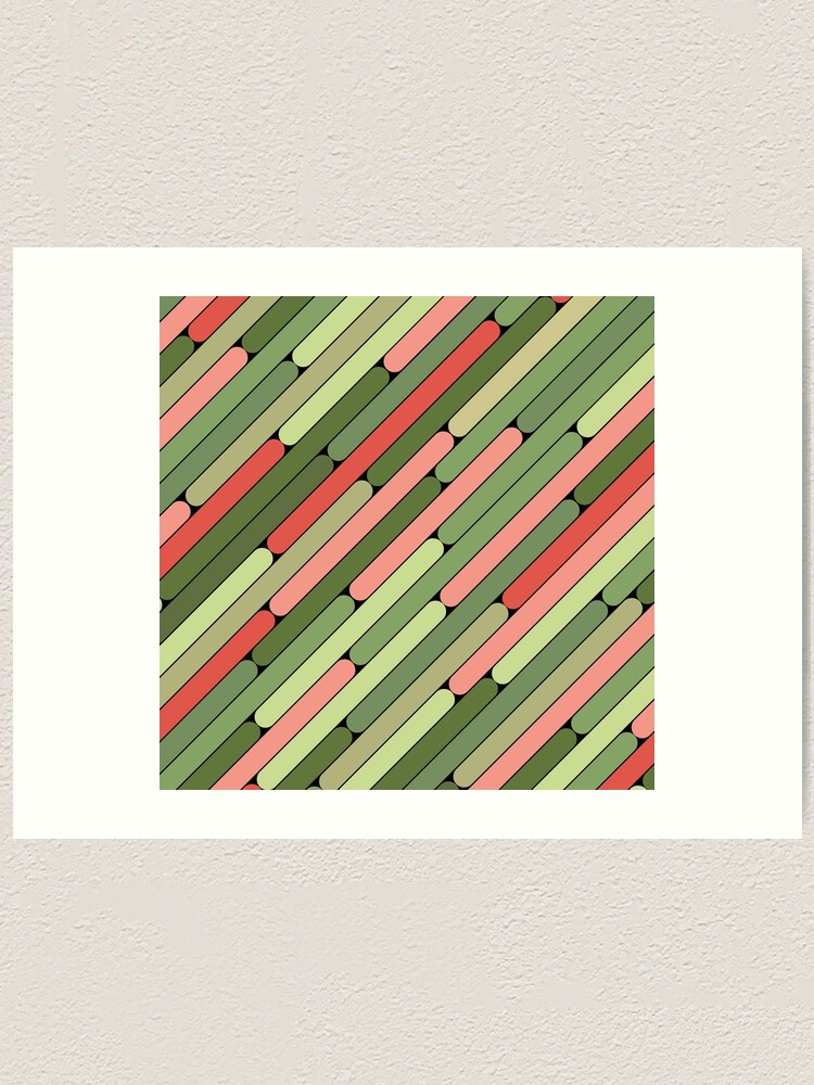 Thumbnail 1 of 3, Art Print, Watermelon Color Diagonal Pattern designed and sold by MagicSpread.
