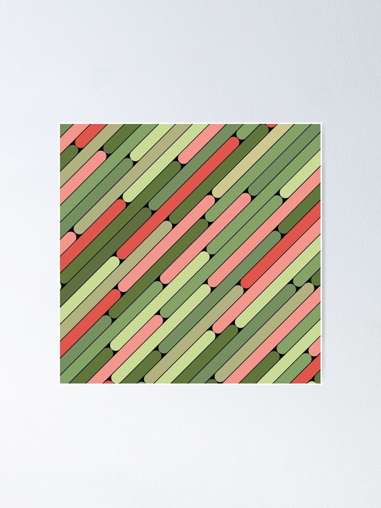 Thumbnail 1 of 3, Poster, Watermelon Color Diagonal Pattern designed and sold by MagicSpread.