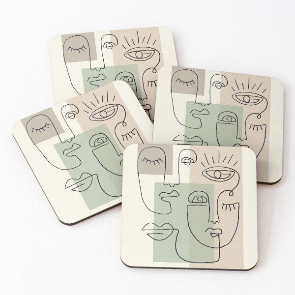 Item preview, Abstract modern geometrical faces line drawing designed and sold by ps4artworks.