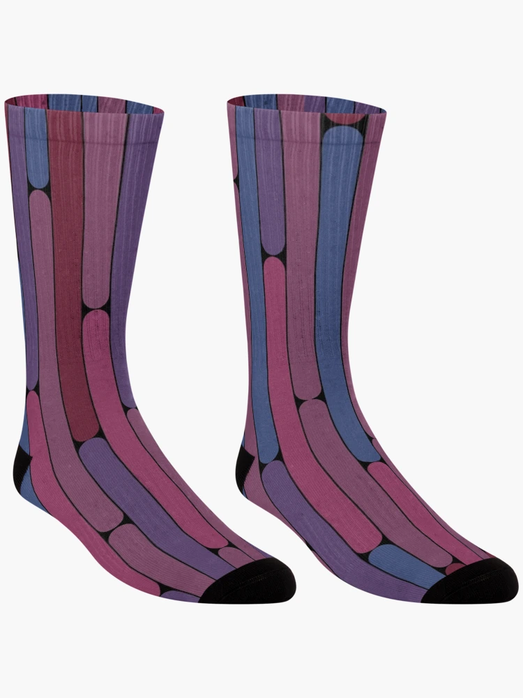 Thumbnail 3 of 5, Socks, Damson Color Linear Pattern designed and sold by MagicSpread.