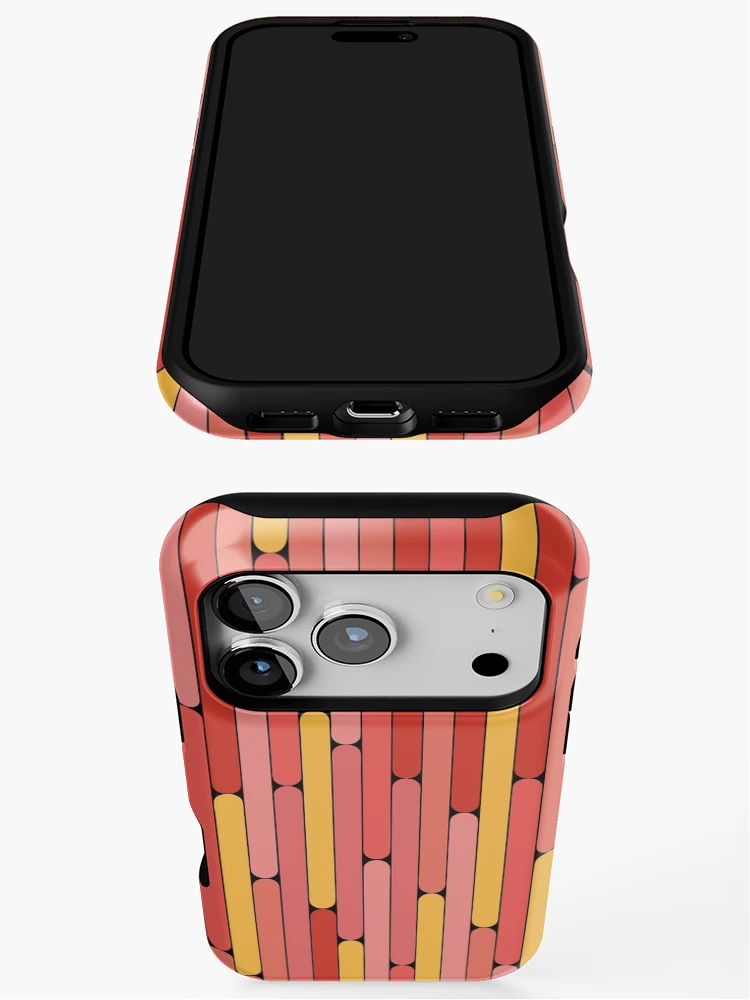 Thumbnail 3 of 4, iPhone Case, Grapefruit Color Linear Pattern designed and sold by MagicSpread.