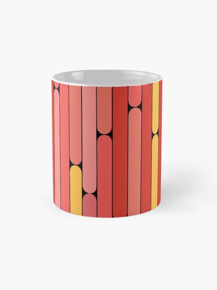Thumbnail 4 of 6, Coffee Mug, Grapefruit Color Linear Pattern designed and sold by MagicSpread.
