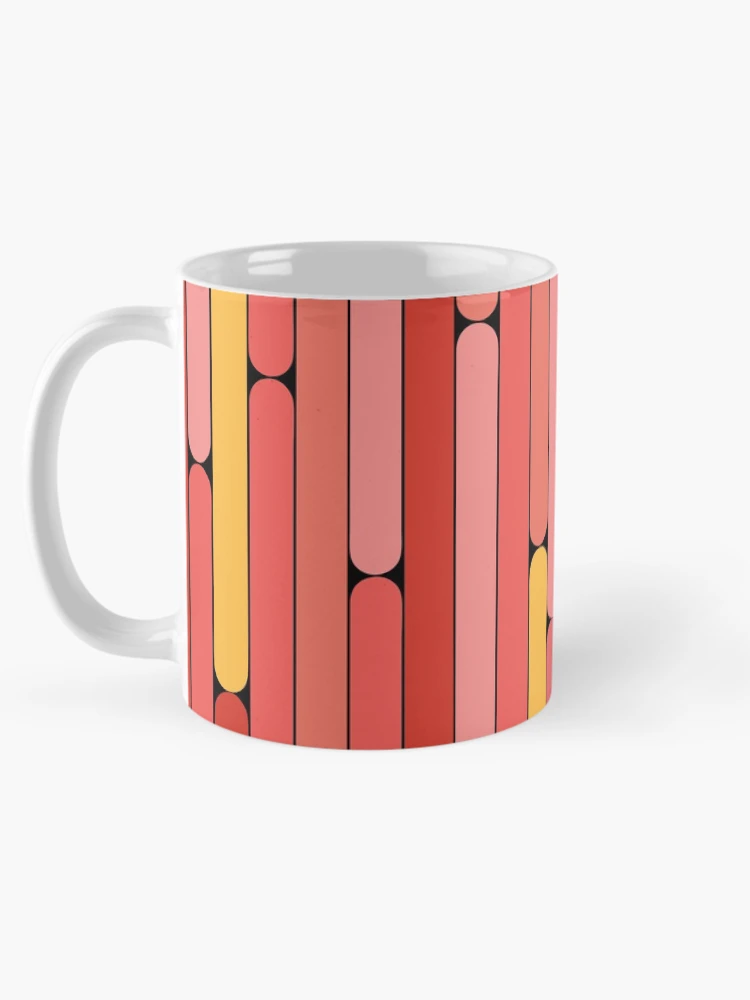 Thumbnail 5 of 6, Coffee Mug, Grapefruit Color Linear Pattern designed and sold by MagicSpread.