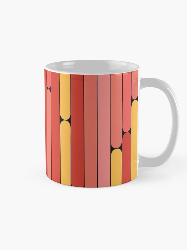 Thumbnail 3 of 6, Coffee Mug, Grapefruit Color Linear Pattern designed and sold by MagicSpread.