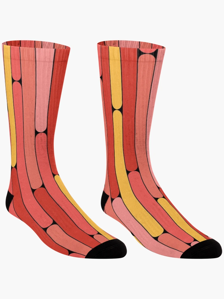 Thumbnail 3 of 5, Socks, Grapefruit Color Linear Pattern designed and sold by MagicSpread.