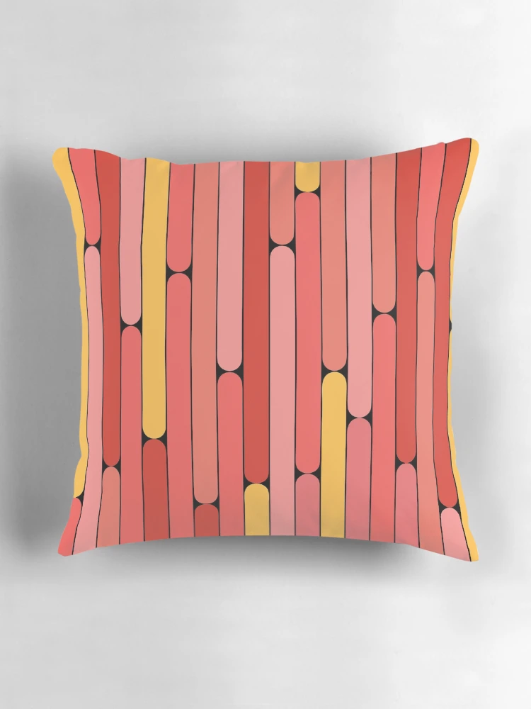 Thumbnail 3 of 4, Pillow, Grapefruit Color Linear Pattern designed and sold by MagicSpread.