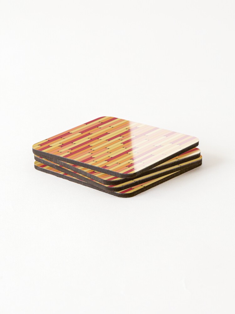 Thumbnail 4 of 5, Coasters (Set of 4), Nectarine Color Linear Pattern designed and sold by MagicSpread.