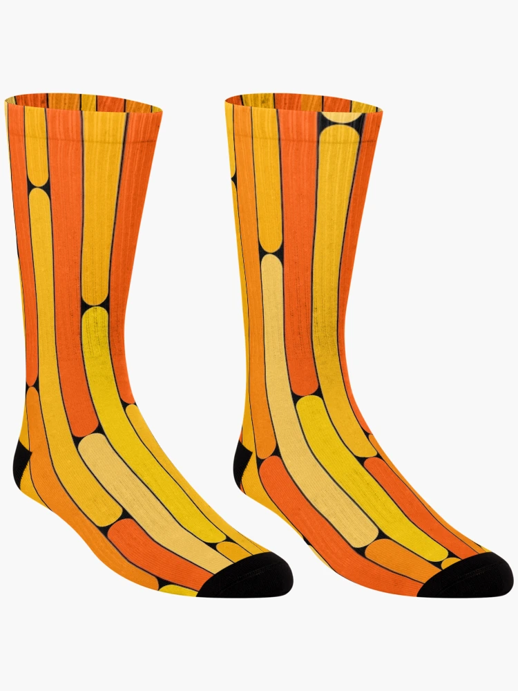 Thumbnail 3 of 5, Socks, Orange Color Linear Pattern designed and sold by MagicSpread.