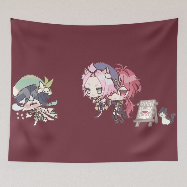 Item preview, Genshin Impact Venti Diona and Diluc Chibi designed and sold by Genkigecko.