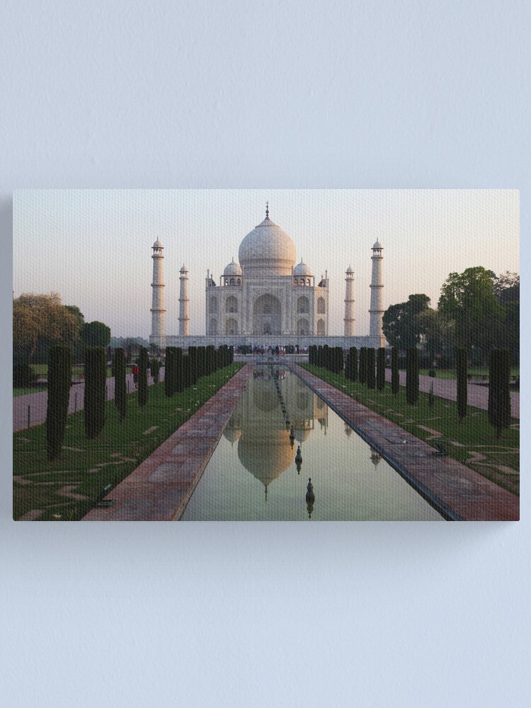 Alternate view of The Taj Mahal and reflective pool at dawn. Canvas Print