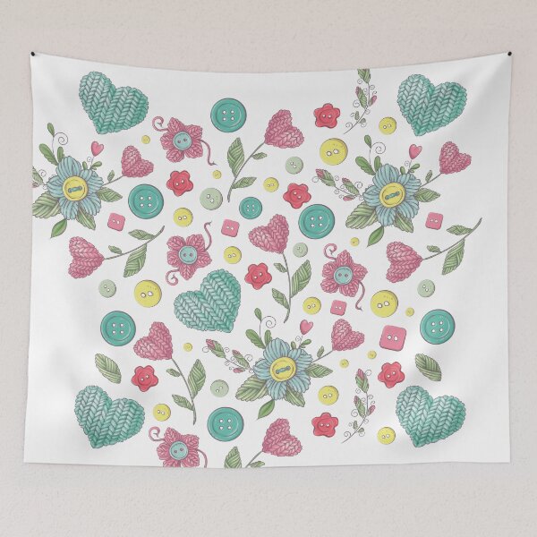 Item preview, Flower and Hearts of Wool Pattern designed and sold by VerboShop.